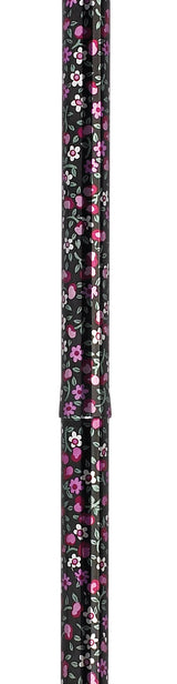 Lightweight Adjustable Folding Cane with T Handle, Black Floral