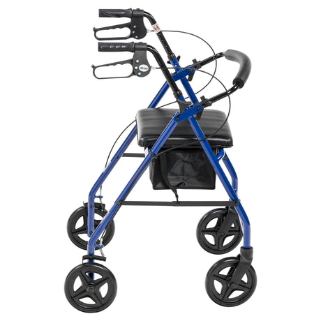 Aluminum Rollator Rolling Walker with Fold Up and Removable Back Support and Padded Seat - BeHope