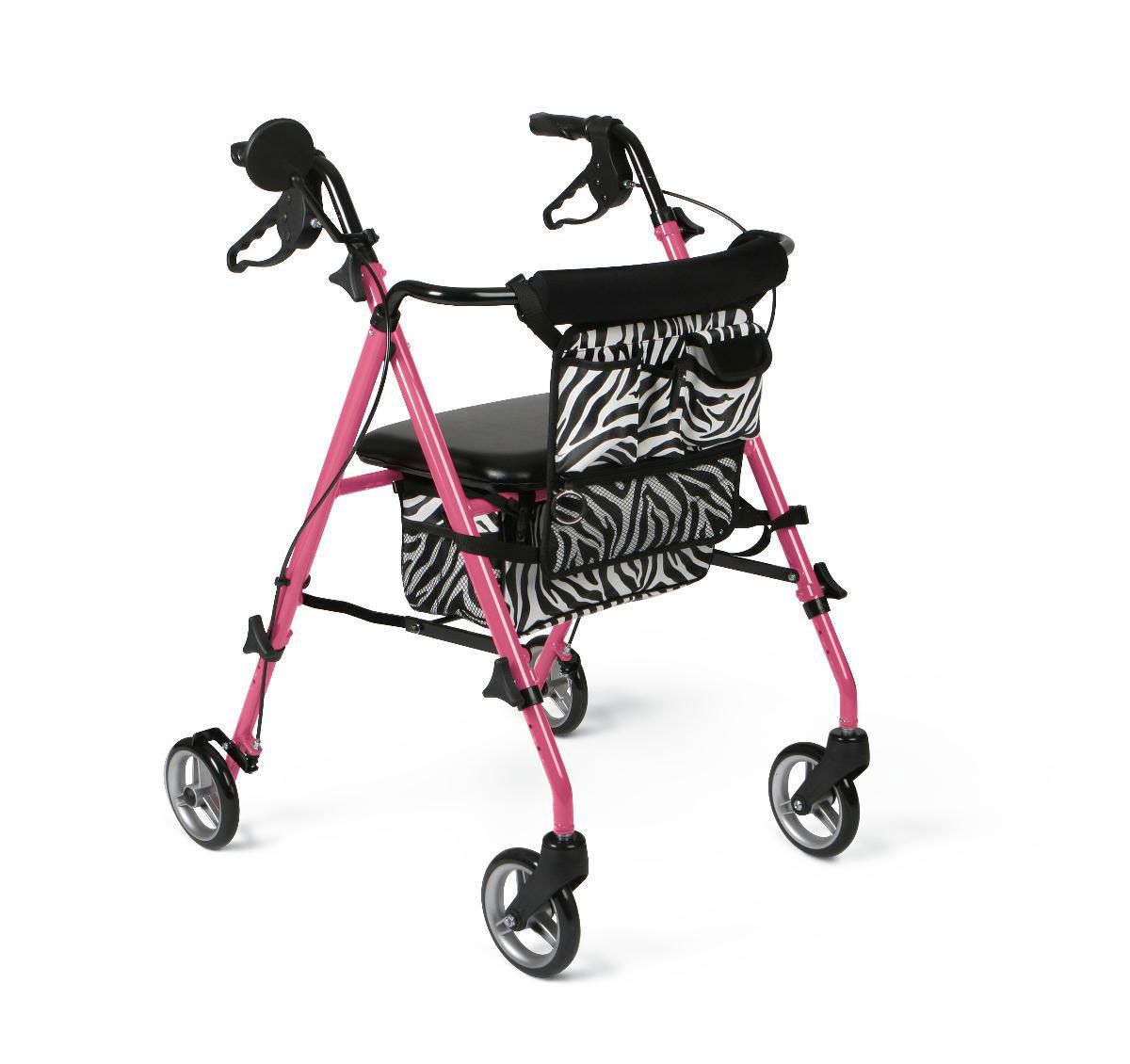 Andador con ruedas Medline Deluxe Posh Pink Zebra