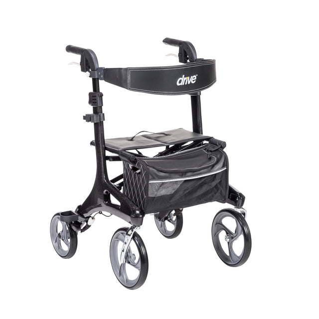 Nitro Elite Cf Carbon Fiber Rollator Rolling Walker, Black - BeHope