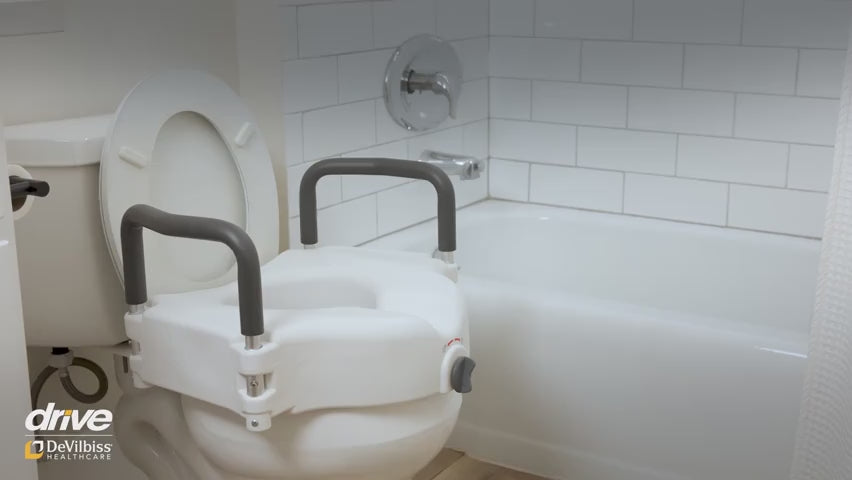 Elevated Raised Toilet Seat with Removable Padded Arms, Standard Seat - Behope