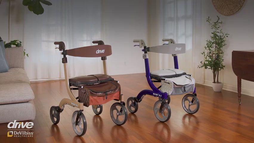 Nitro DLX Euro Style Rollator Rolling Walker, Champagne - Behope