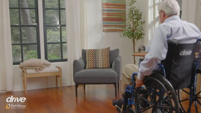 Blue Streak Wheelchair with Flip Back Desk Arms, Elevating Leg Rests, 18" Seat - Behope