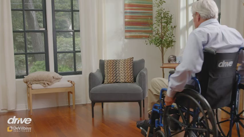 Blue Streak Wheelchair with Flip Back Desk Arms, Elevating Leg Rests, 18" Seat - Behope