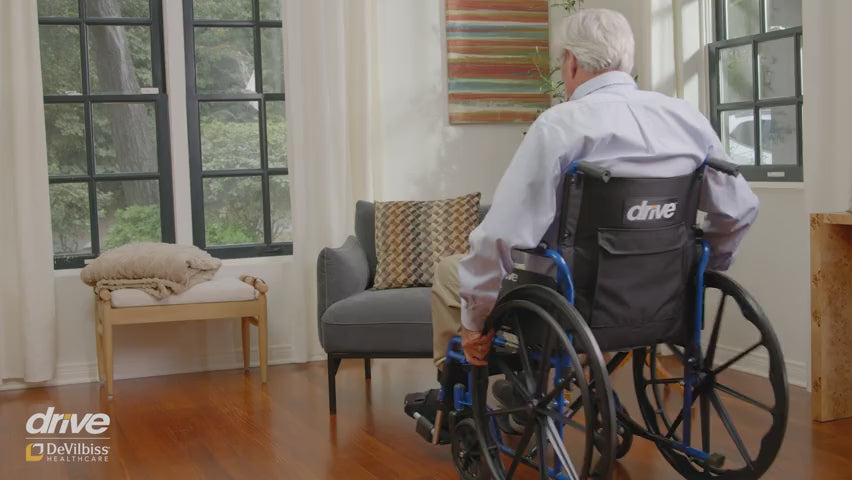 Blue Streak Wheelchair with Flip Back Desk Arms, Elevating Leg Rests, 18" Seat - Behope