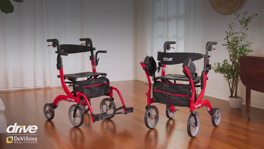 Nitro Duet Dual Function Transport Wheelchair and Rollator Rolling Walker - Behope