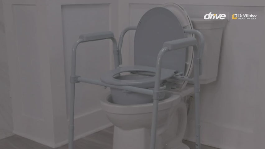 Steel Folding Deep Seat Bedside Commode, Gray - Behope