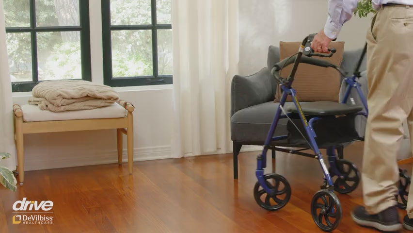 Four Wheel Rollator Rolling Walker with Fold Up Removable Back Support - Behope