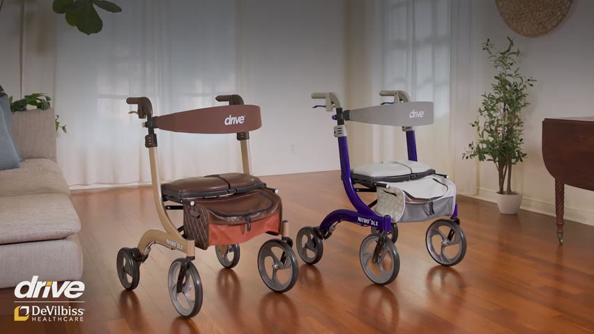 Nitro DLX Euro Style Rollator Rolling Walker, Champagne - Behope