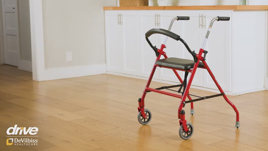 Two Wheeled Walker with Seat, Red - Behope