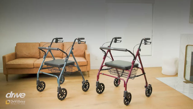Heavy Duty Bariatric Rollator Rolling Walker with Large Padded Seat, Blue - Behope