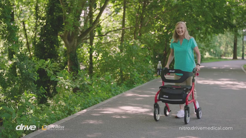 Nitro Sprint Rollator Rolling Walker, Black - Behope