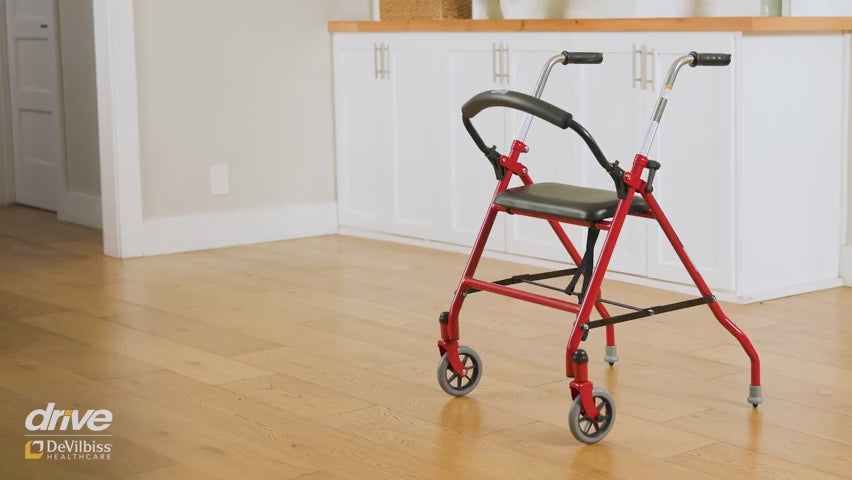 Two Wheeled Walker with Seat, Red - Behope