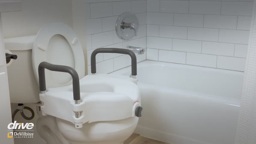 Elevated Raised Toilet Seat with Removable Padded Arms, Standard Seat - Behope