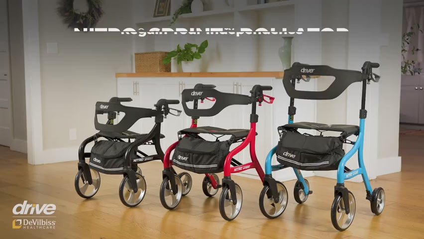 Nitro Sprint Rollator Rolling Walker, Red - Behope