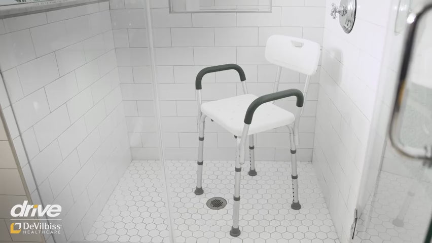 Knock Down Bath Bench with Back and Padded Arms - Behope