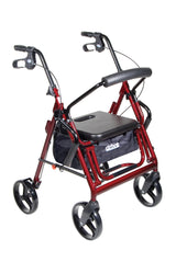 Duet Dual Function Transport Wheelchair Rollator Rolling Walker, Burgundy - Behope - 795BU