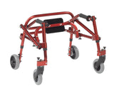 Andador posterior ligero Nimbo 2G con asiento, tamaño extra pequeño, color rojo castillo