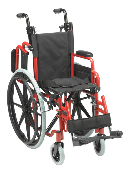 Wallaby Pediatric Folding Wheelchair, 12", Fire Truck Red - BeHope