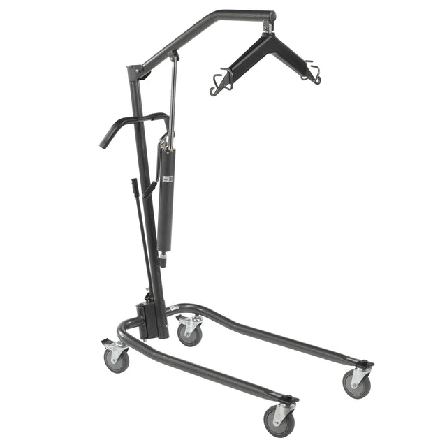 Hydraulic Patient Lift With Six Point Cradle, 5" Casters, Silver Vein - BeHope