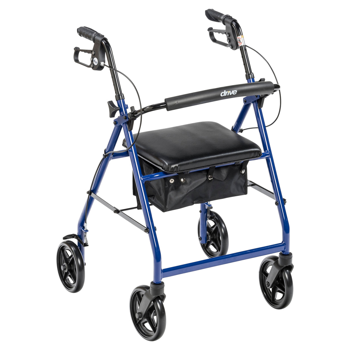 Aluminum Rollator Rolling Walker with Fold Up and Removable Back Support and Padded Seat, Blue - Behope - R728BL