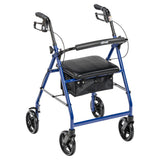 Aluminum Rollator Rolling Walker with Fold Up and Removable Back Support and Padded Seat, Blue - Behope - R728BL