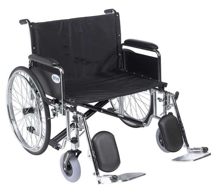 Sentra Ec Heavy Duty Extra Wide Wheelchair, Detachable Desk Arms, Elevating Leg Rests, 28" Seat - BeHope