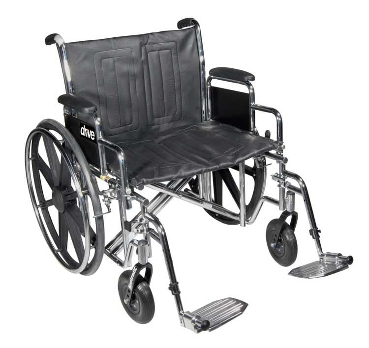Sentra Ec Heavy Duty Wheelchair, Detachable Full Arms, Elevating Leg Rests, 24" Seat - BeHope