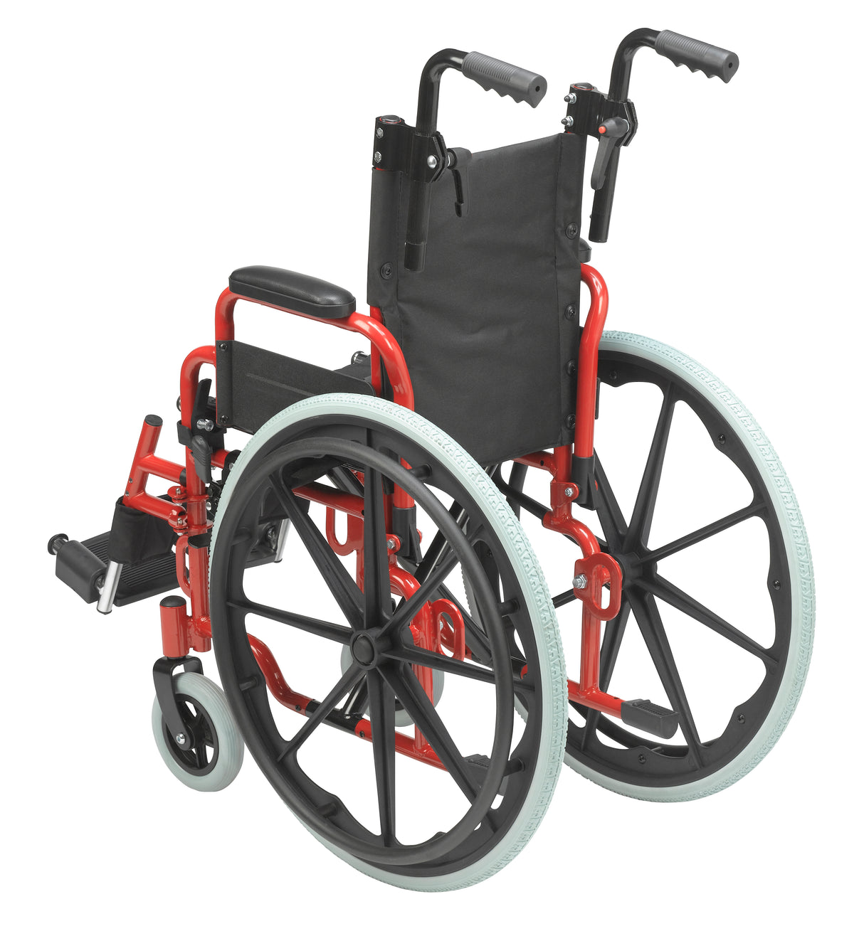 Wallaby Pediatric Folding Wheelchair, 12", Fire Truck Red - BeHope