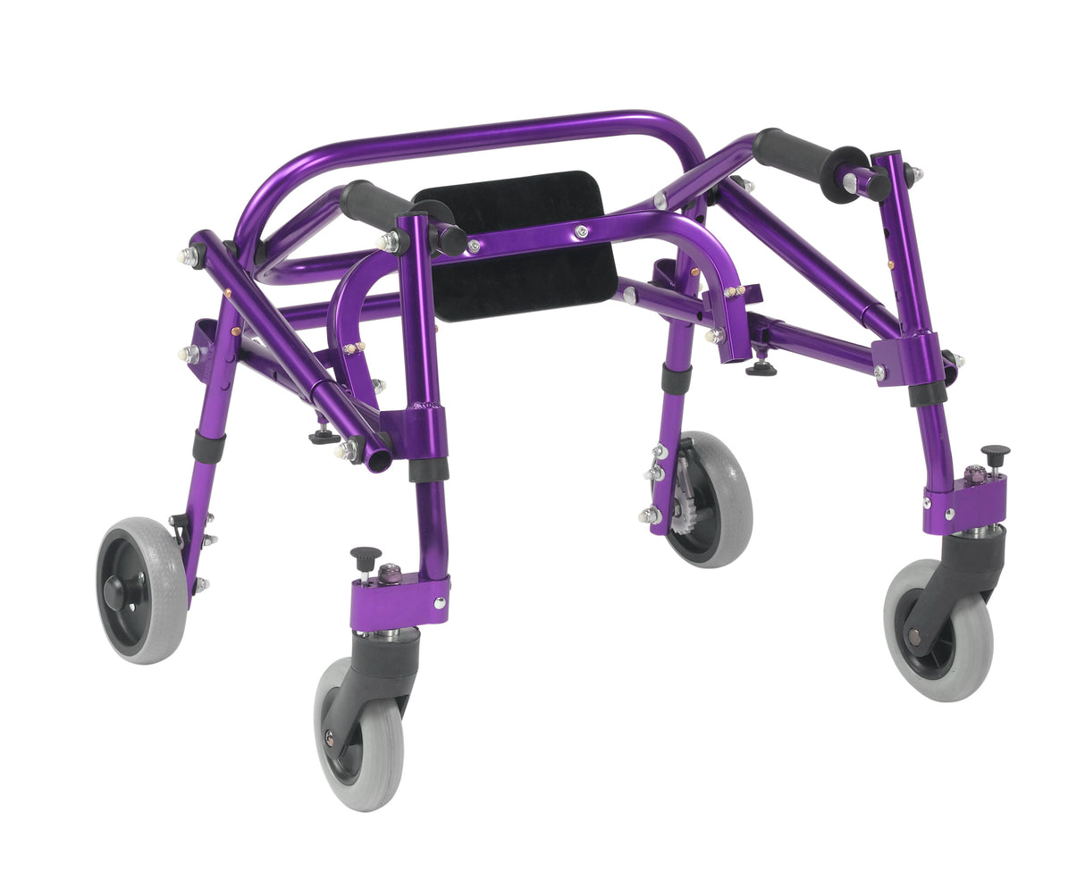 Andador posterior ligero Nimbo 2G con asiento, tamaño extra pequeño, color morado mago