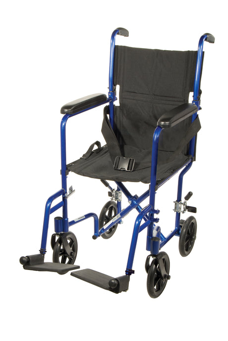 Silla de ruedas ligera para transporte, asiento de 19", color rojo