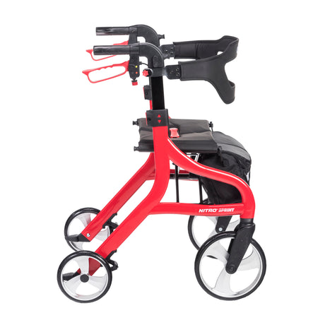 Andador con ruedas Nitro Sprint Rollator, color rojo