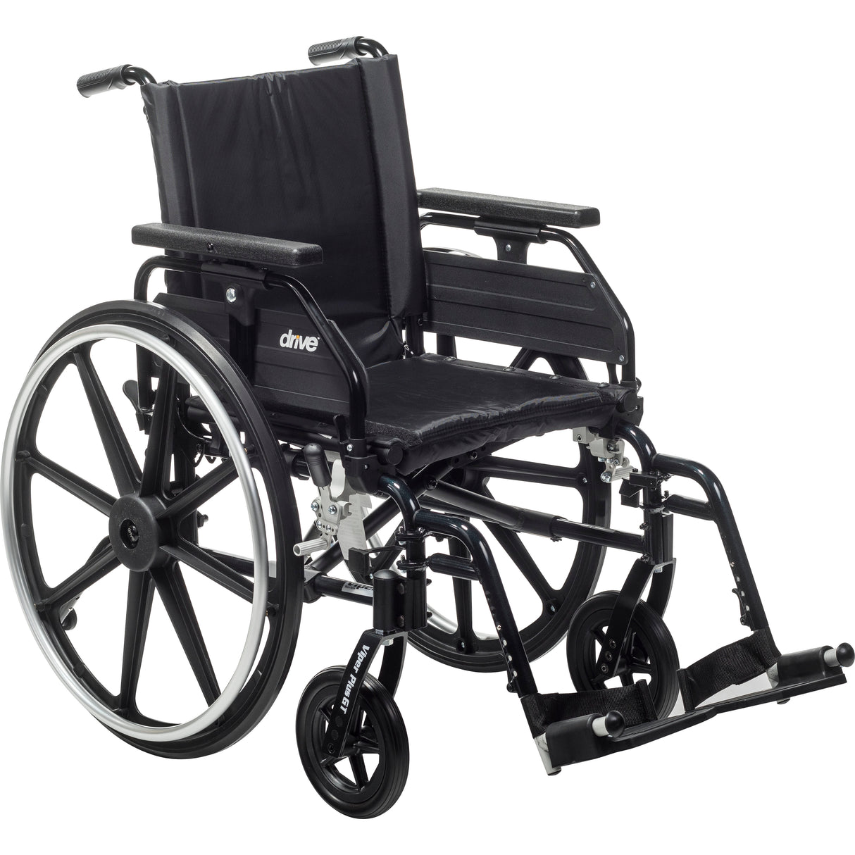 Fauteuil roulant Viper Plus GT avec accoudoirs universels, repose-pieds escamotables, siège 18"