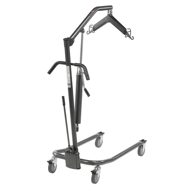 Hydraulic Patient Lift With Six Point Cradle, 5" Casters, Silver Vein - BeHope