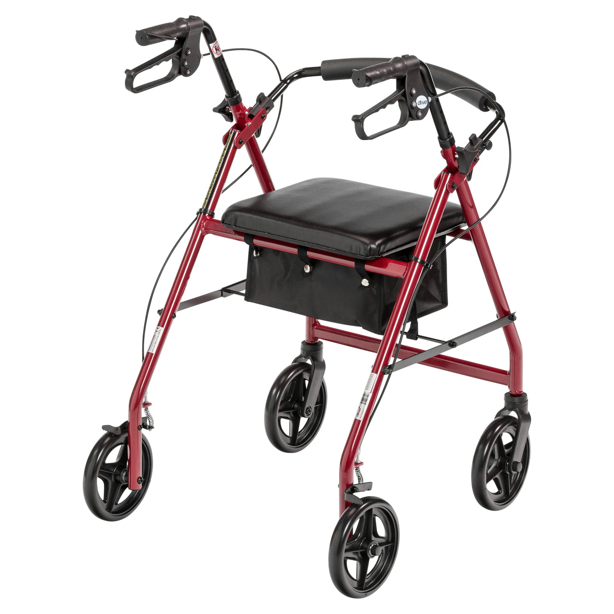 Aluminum Rollator Rolling Walker with Fold Up and Removable Back Support and Padded Seat - BeHope