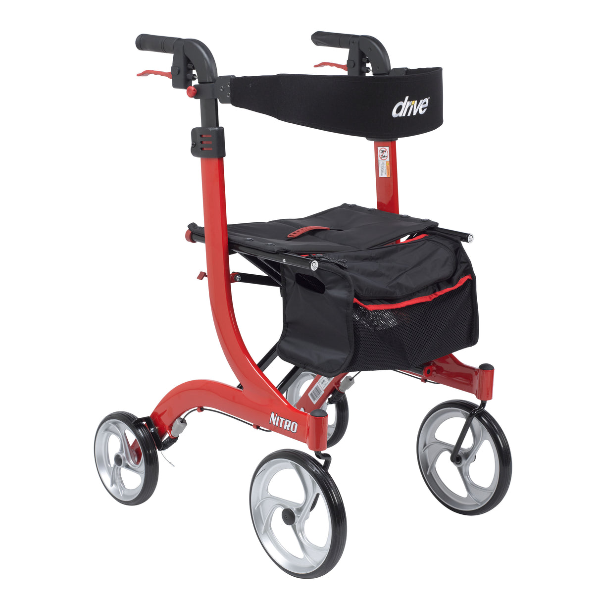 Nitro Euro Style Rollator Rolling Walker, Tall, Red