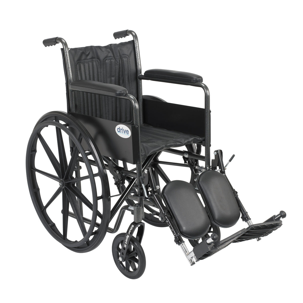 Silla de ruedas Silver Sport 2, brazos fijos no extraíbles, reposapiernas elevables, asiento de 18"