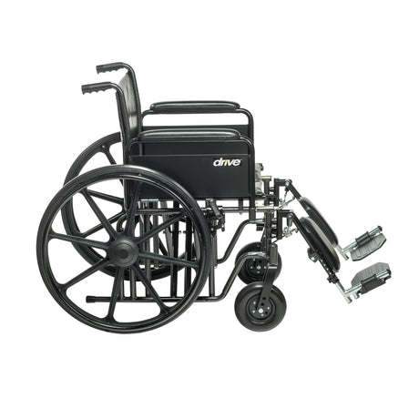 Sentra EC Heavy Duty Wheelchair, Detachable Full Arms, Elevating Leg Rests, 20" Seat - BeHope