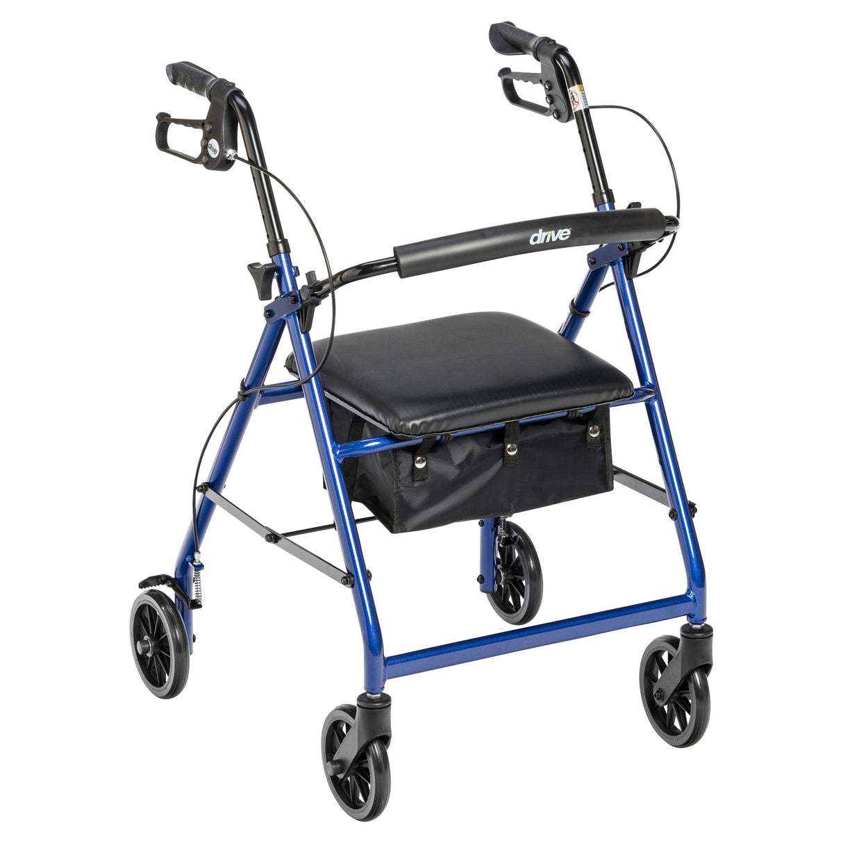 Rollator Rolling Walker with 6" Wheels, Fold Up Removable Back Support and Padded Seat, Blue