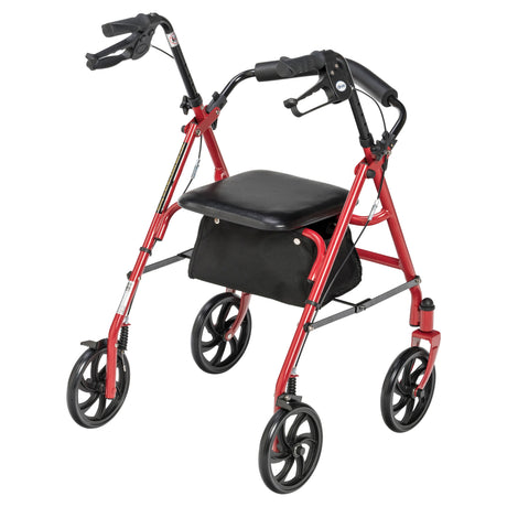 Four Wheel Rollator Rolling Walker with Fold Up Removable Back Support - BeHope