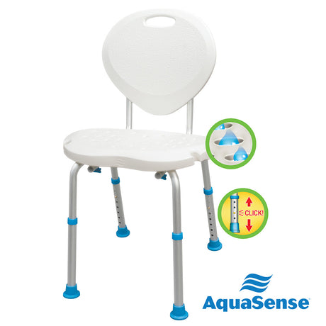 Adjustable Bath and Shower Chair with Non-Slip Comfort Seat and Backrest, White