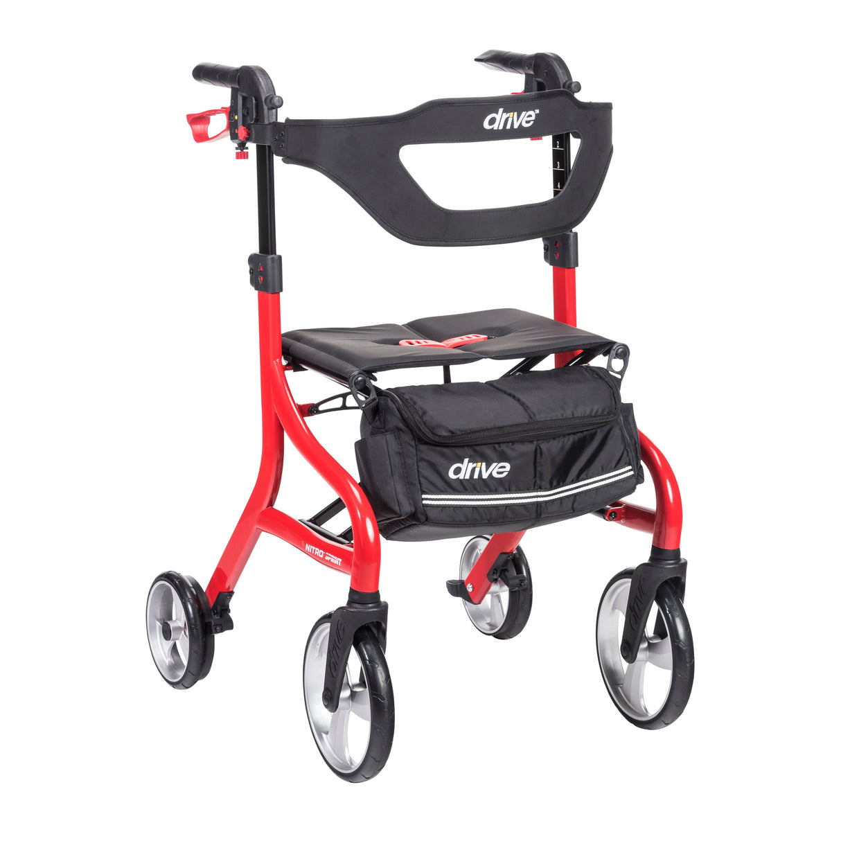 Nitro Sprint Rollator Rolling Walker, Tall, Red - Behope - 102662RD-T