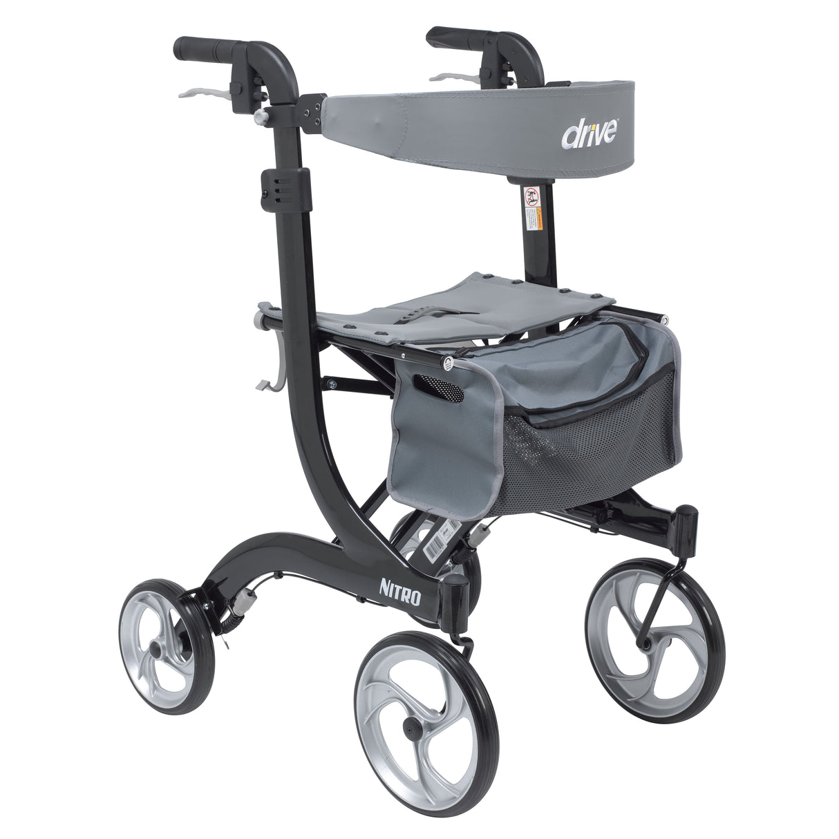 Nitro Euro Style Rollator Rolling Walker, Tall, Black