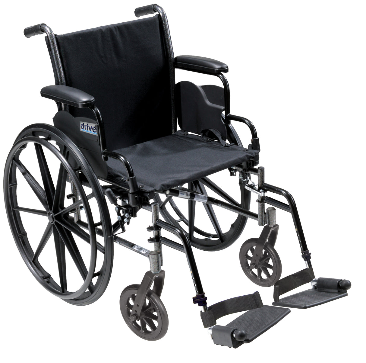 Silla de ruedas ligera Cruiser III con brazos abatibles y desmontables, brazos tipo escritorio, reposapiés abatibles y asiento de 20"