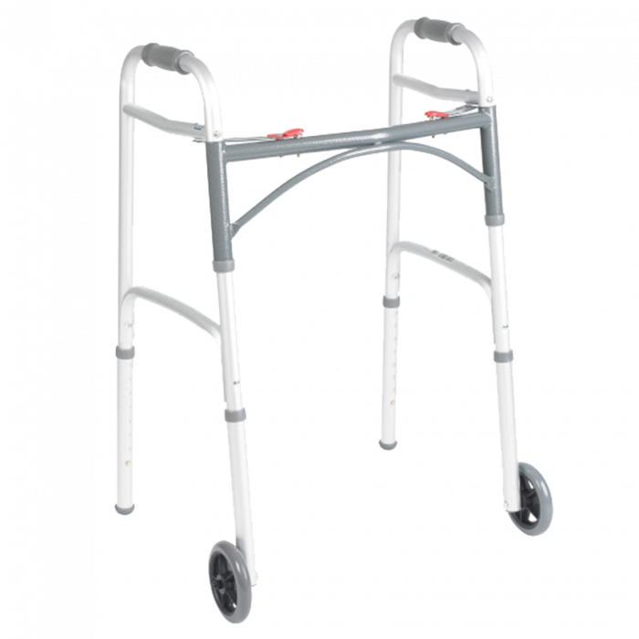 Folding Walker, Two Button With 5" Wheels - BeHope