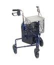 3 Wheel Rollator Rolling Walker with Basket Tray and Pouch, Flame Blue - Behope - 10289BL