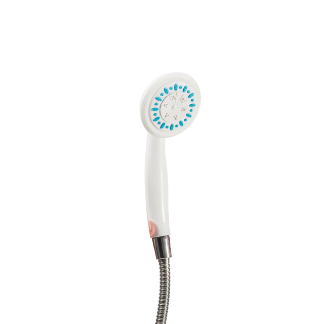 3 Setting Handheld Shower Head With Ultra-long Stainless Steel Hose, White - BeHope