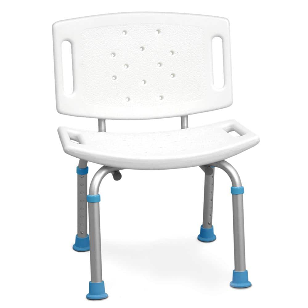 Adjustable Bath And Shower Chair With Non-slip Seat And Backrest, White - BeHope