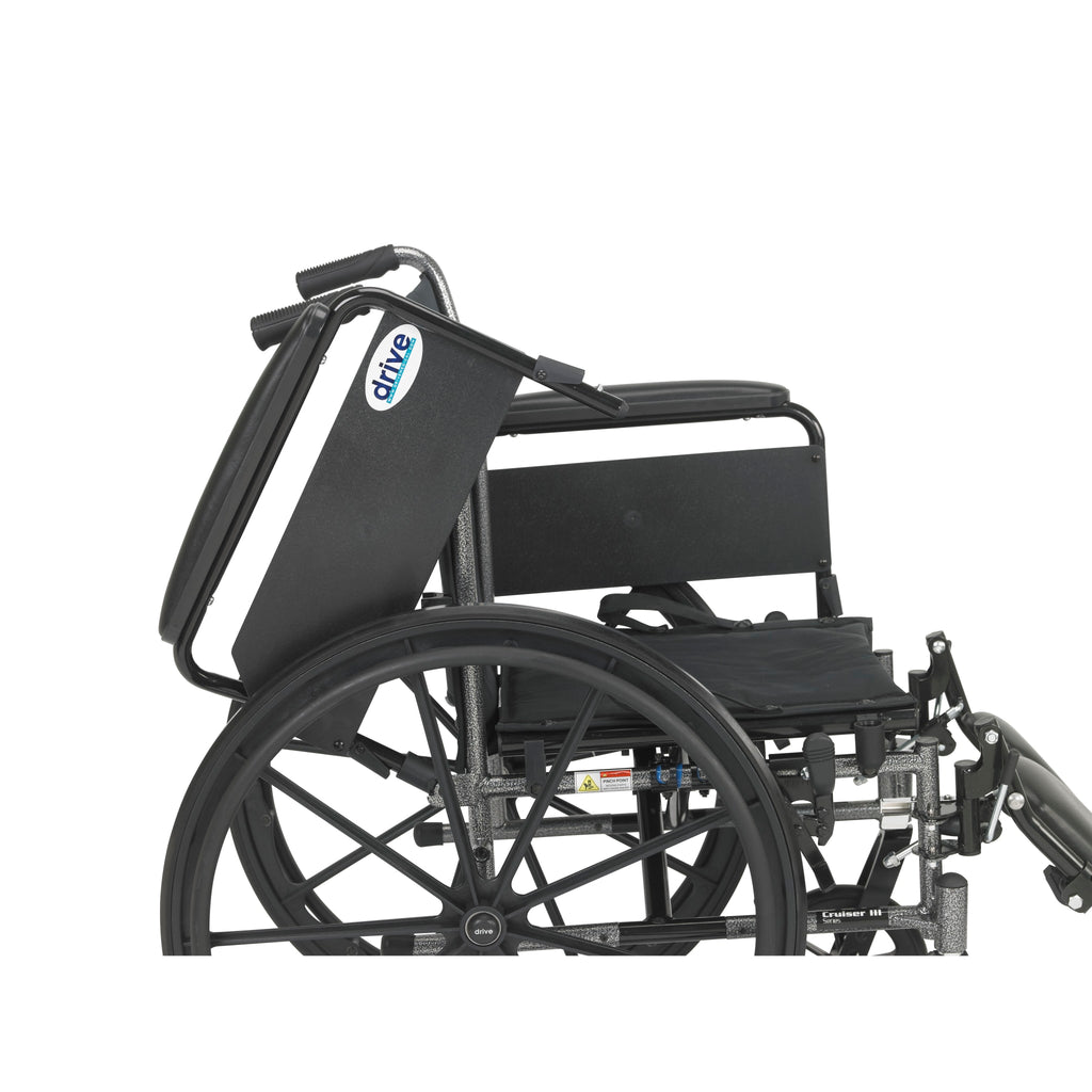 Cruiser Iii Light Weight Wheelchair With Flip Back Removable Arms, Adjustable Height Desk Arms, Swing Away Footrests, 20" - BeHope