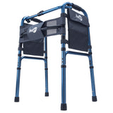 Adjustable Folding Walker With 5" Wheels and Plastic Glides, Sapphire Blue